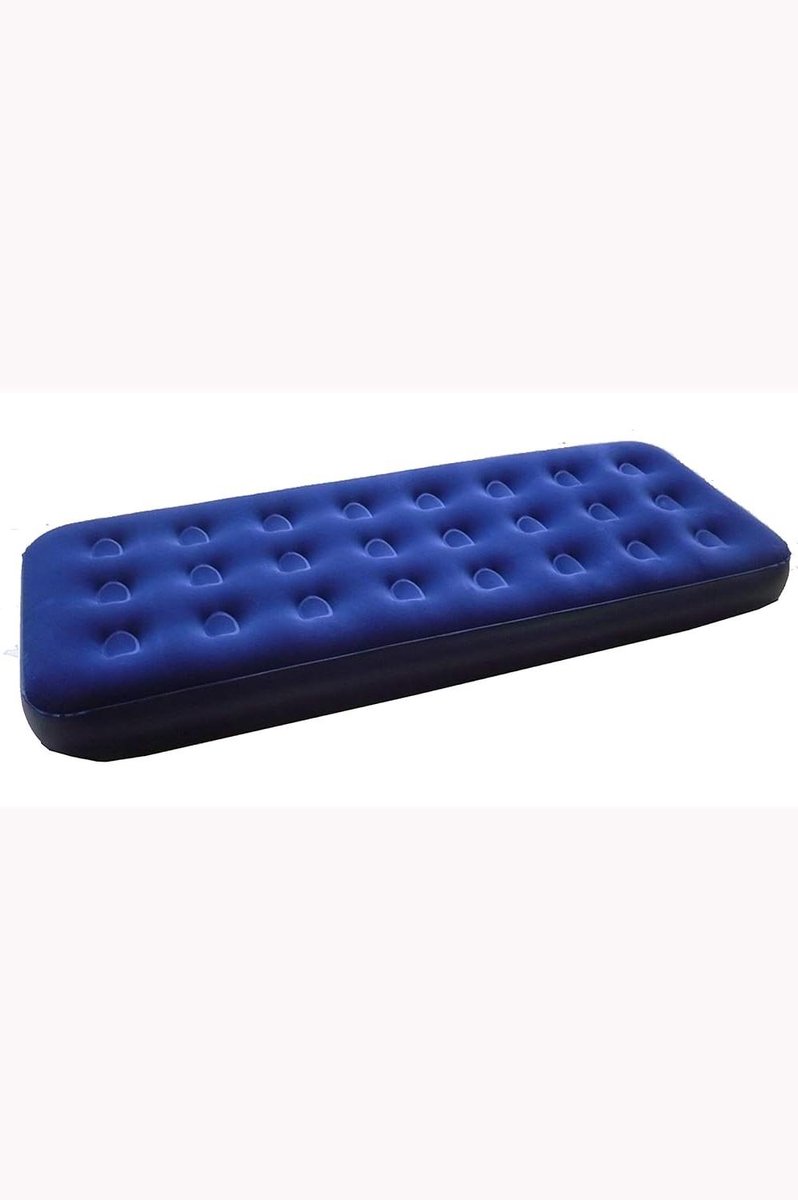 Luchtmatras - Kampeerbed Opblaasbaar - Kamperen Buiten - Gevlokte Bovenkant - 185 x 74 x 19 cm - Blauw