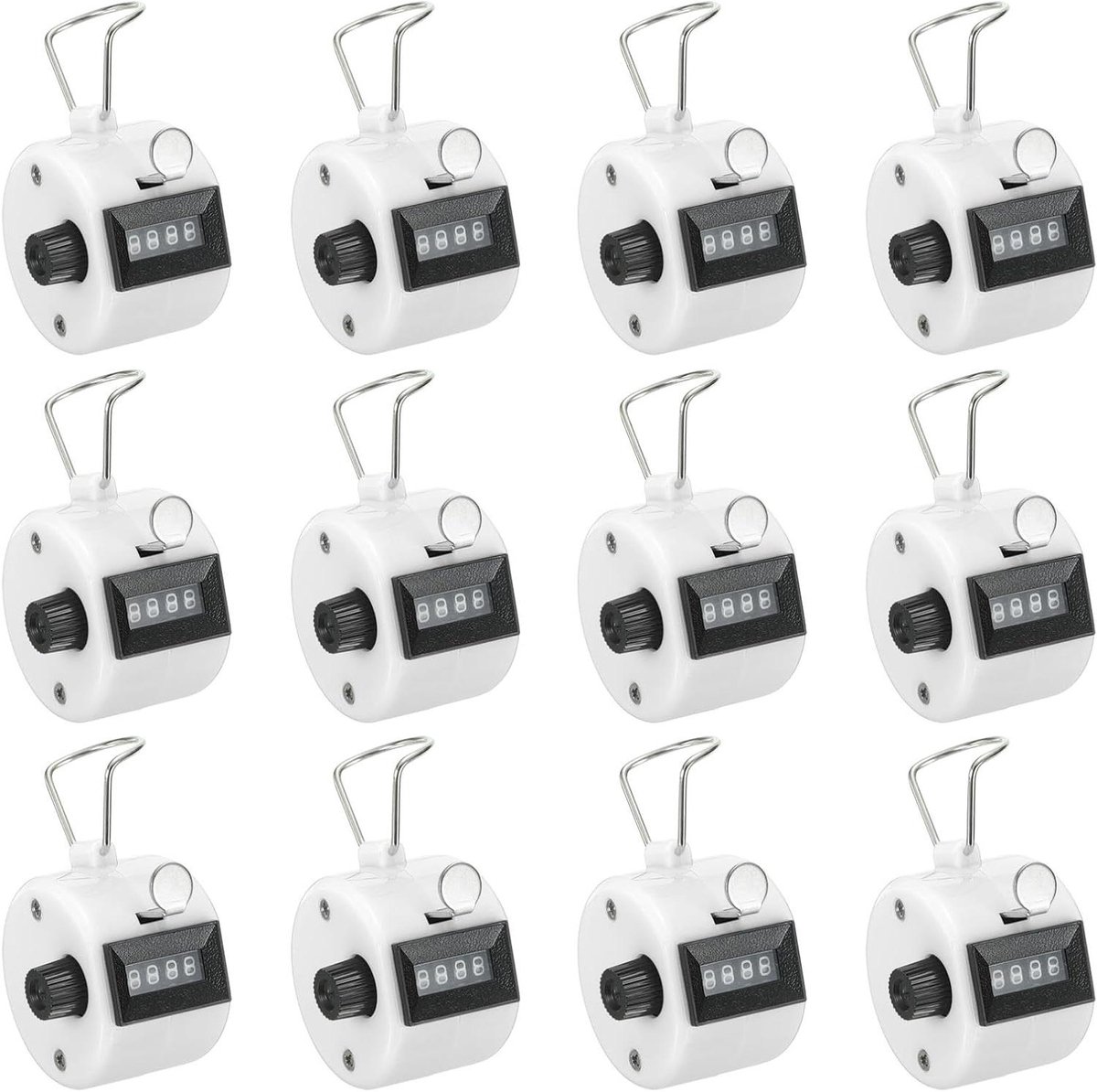 Clicker Counter - Tally Counter Hand Teller - Data Tellen - Mechanische Precisie - 4 Cijfers - Wit