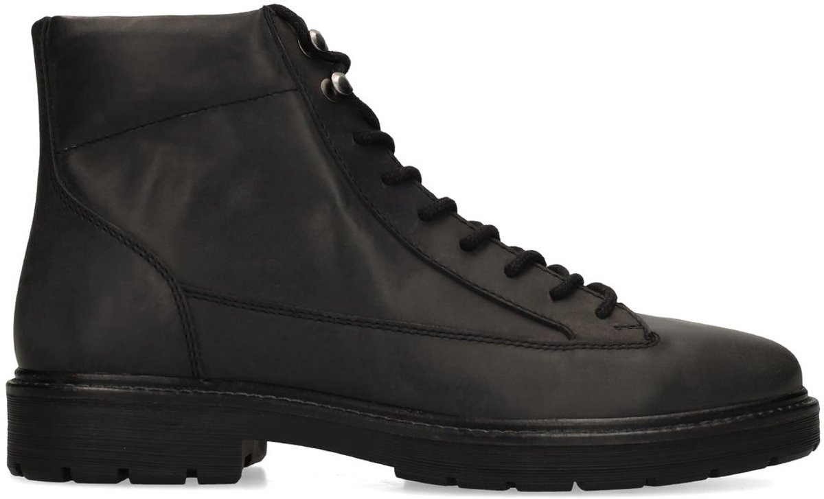 Manfield - Heren - Zwarte leren boots - Maat 46