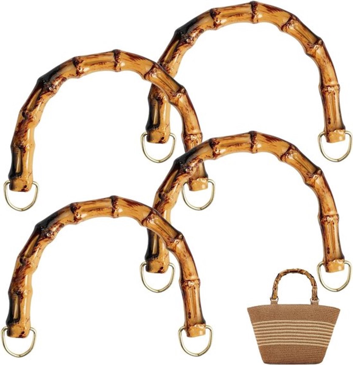 Bamboo Handbag Handles 4 Pcs 15.5 cm U-Shaped Handles for Bags - DIY