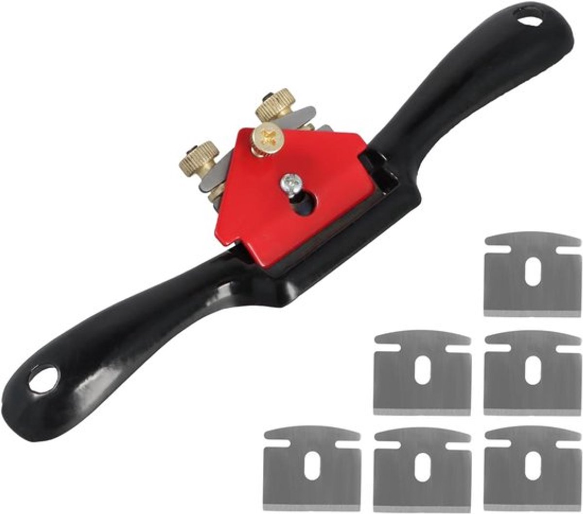 Verstelbare spokeshave met 6 reservemesjes voor houtbewerking