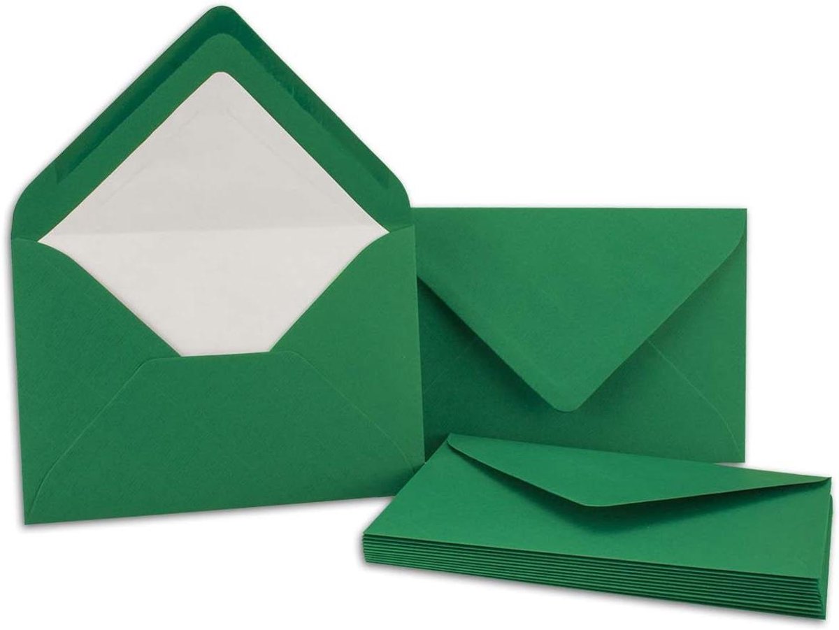 Enveloppen DIN B6 - Papieren enveloppen Groene enveloppen - Kaarten versturen - Geribbeld papier - 150 stuks - Donkergroen