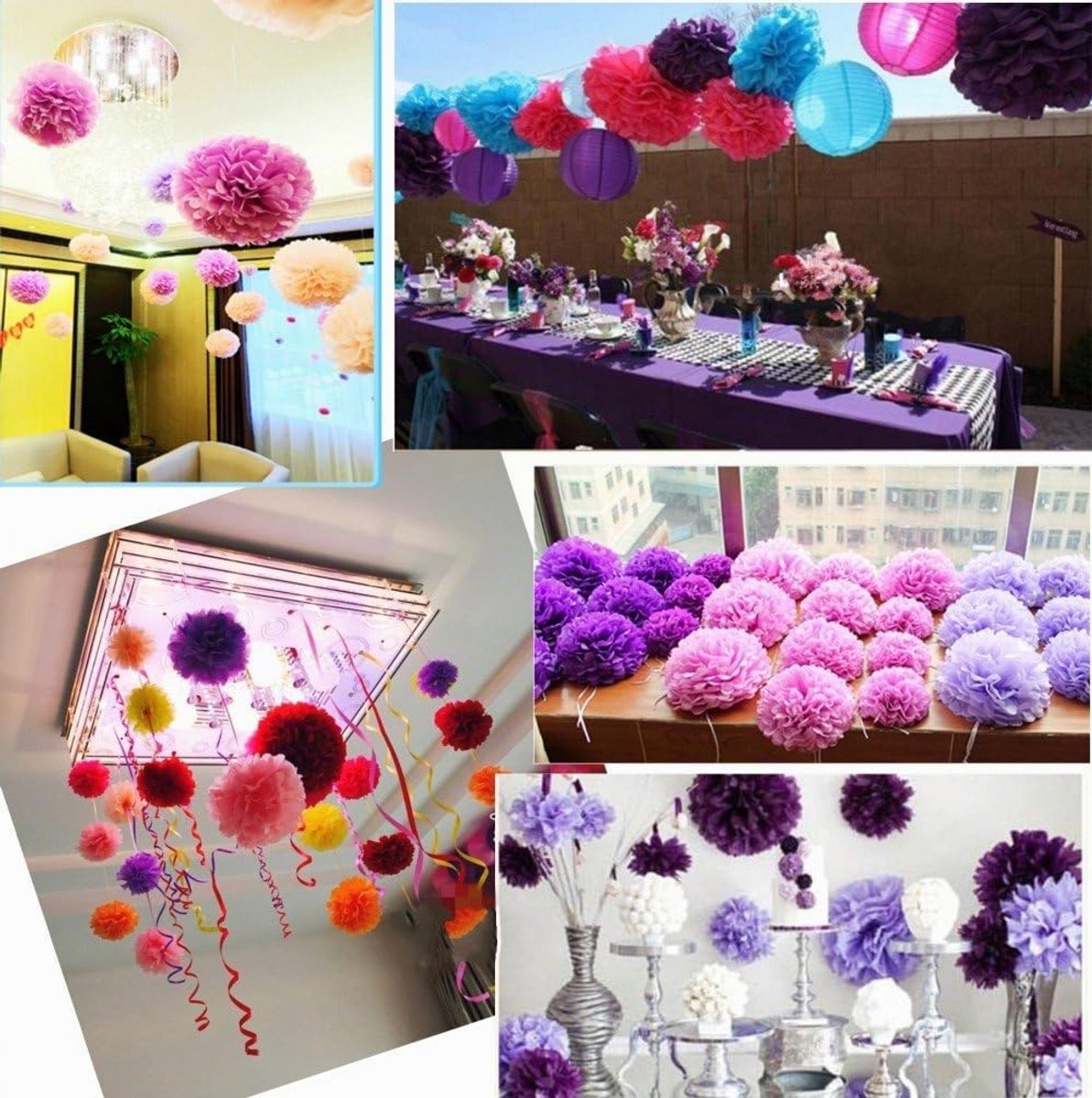 10 x 10 inch 25 cm, Tissue pom poms Pompons Decoraties Accessoires Papier Bloem Ballen voor Bruiloft Verjaardag Baby Shower Kip Nacht Doop Kerstmis Halloween Feestbenodigdheden (rood) — cadeau in Wonen & Interieur - foto 4