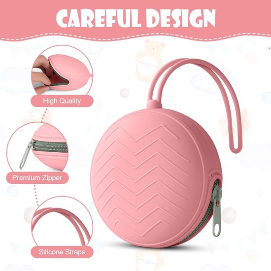 Fopspeenbox Siliconen - Speenhouder Opbergdoos - Baby Spullen Opbergen - Waterdicht BPA-Vrij - 21 cm - Roze — afbeelding 4