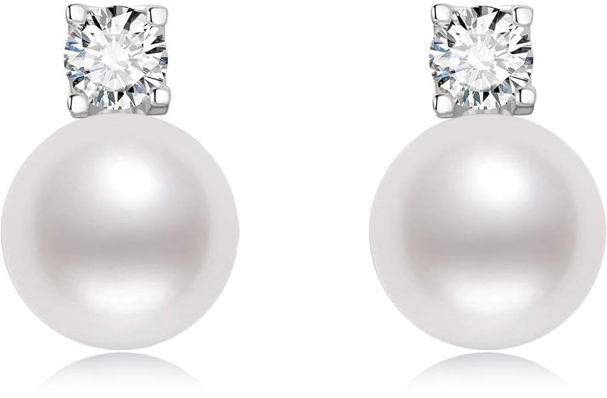 Pareloorbellen zilver, steker voor dames, wit, oorstekers zilver met parel, waterbestendig, hypoallergeen, modesieraden, oorbellen voor vrouwen, meisjes, bruid, cadeau