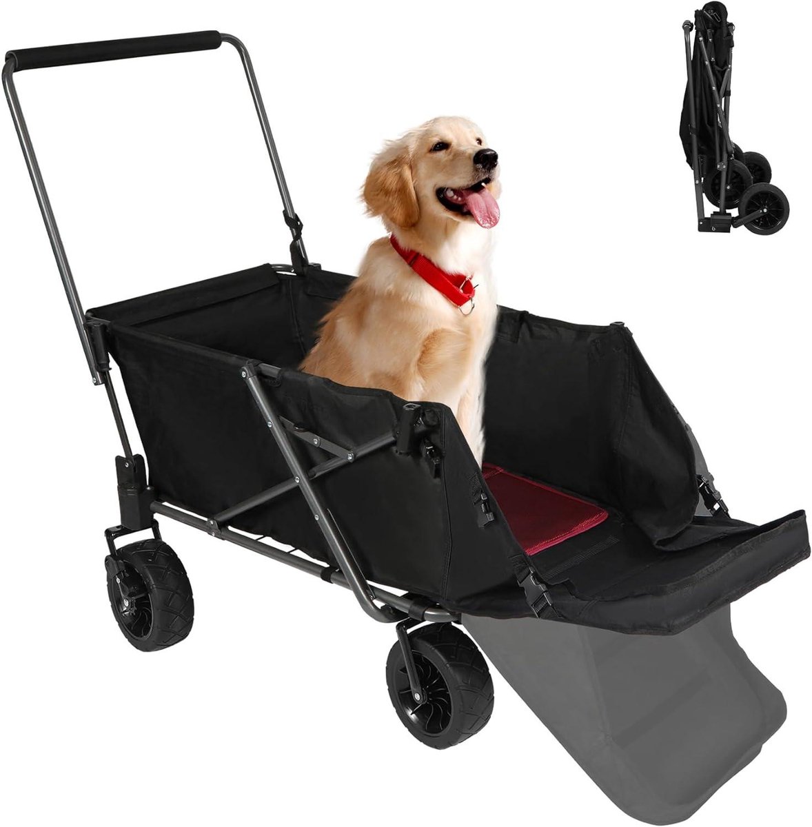 Opvouwbare Hondenwagen - Hondenbuggy Outdoor - Transport Huisdieren - Uittrekbare Achterkant - 136 kg Belastbaar - Zwart