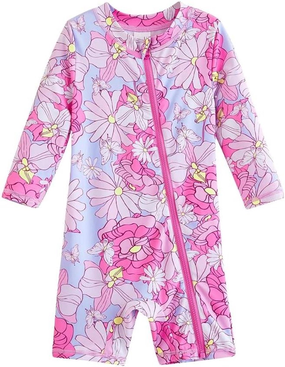 Baby Meisjes Zonnebadpak - Zwemkleding Baby - Zonbescherming - UPF 50+ - Lange Mouw - Roze