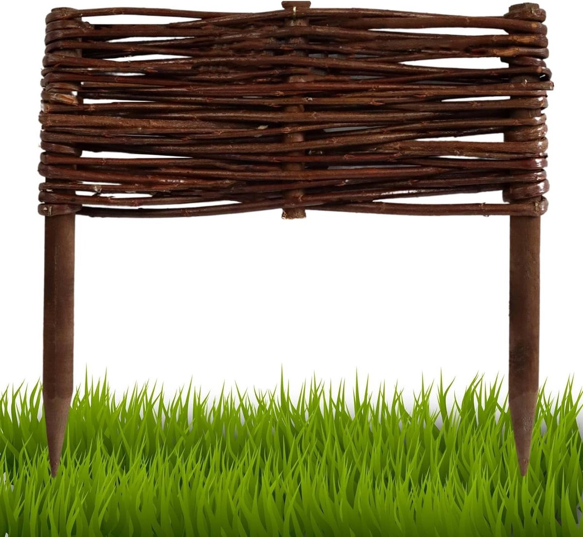 Wilgen Bed Border - Tuinrand Wilgenhout - Tuinrand Afscheiding - Handgevlochten Natuurlijk Materiaal - 10cm x 30cm - Natuurlijk