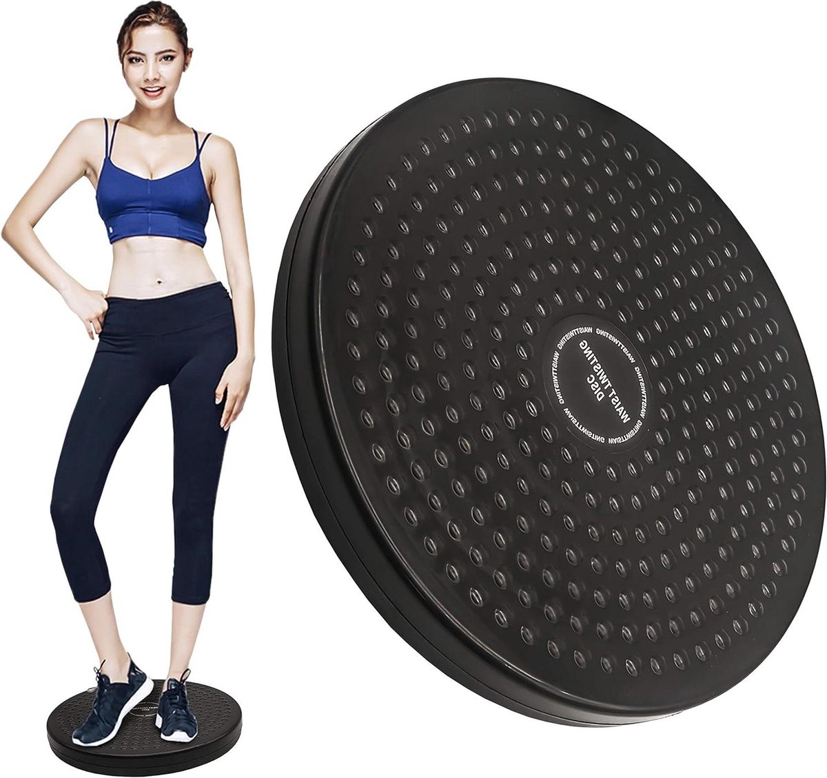 Taille Draaischijf - Balansbord Fitness - Lichaamsvorming - Antislip Platform - 26 cm Diameter - Zwart
