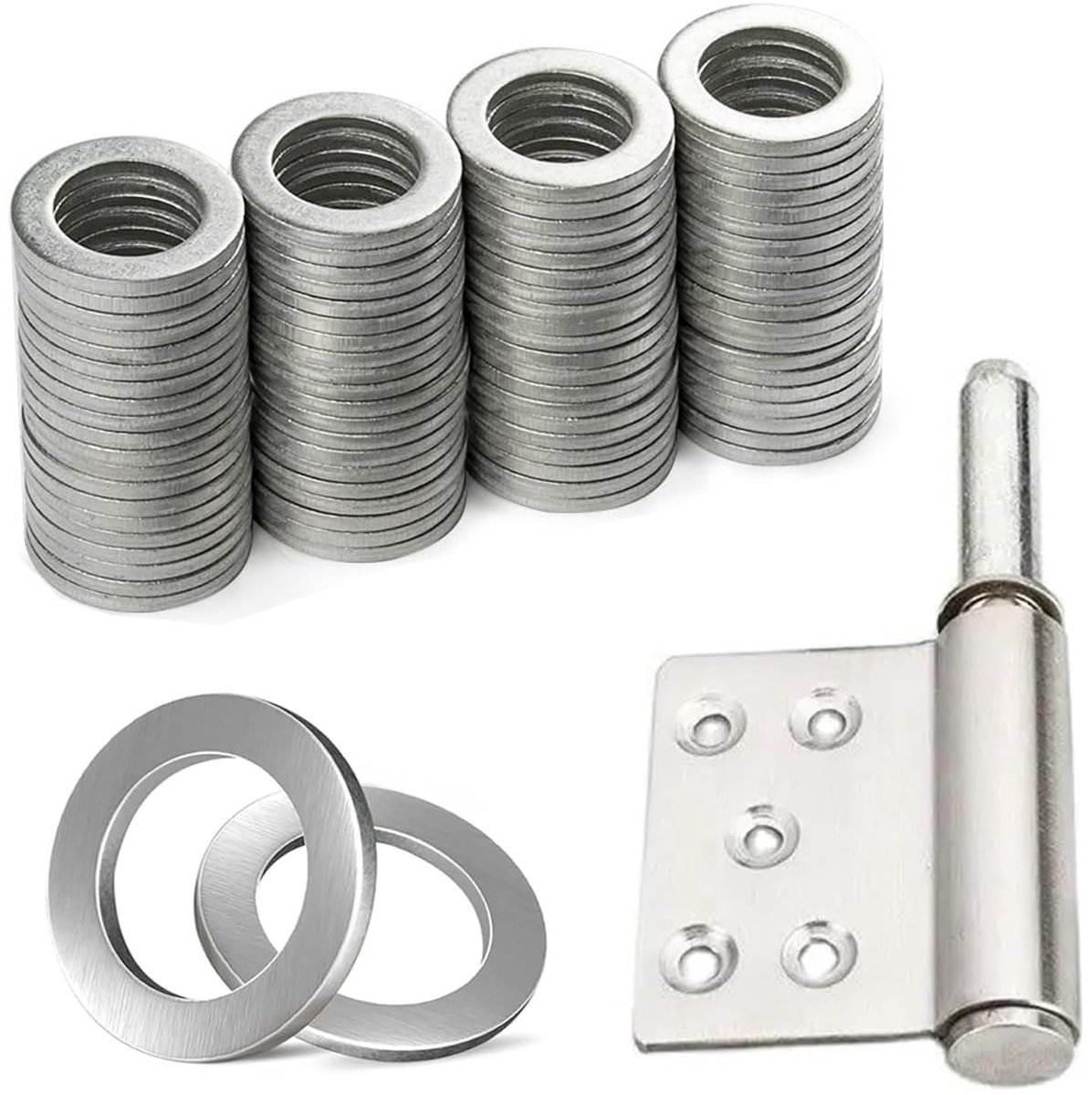 kamerdeuren, 120 stuks, deuronderlegringen, deur, kamerdeur, Ø 10 x 15 x 1,5 mm, sluitringen, deurscharnier, roestvrij staal, geen gebruikssporen, voor standaard kamerdeuren