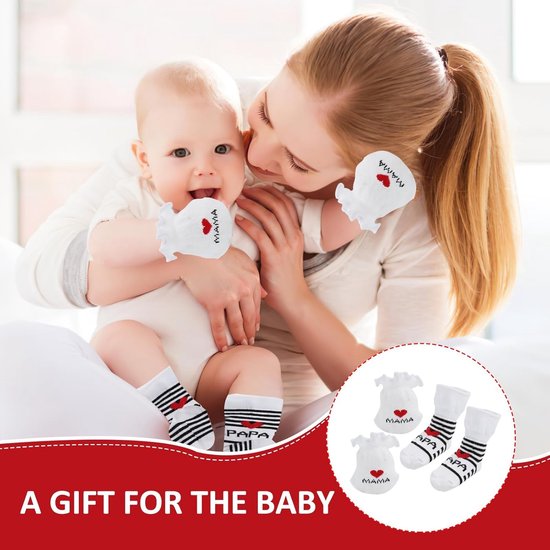 Baby Sokken Wanten - Baby Accessoires - Bescherming Baby - Zacht Katoen - 0-6 Maanden - Wit — afbeelding 2