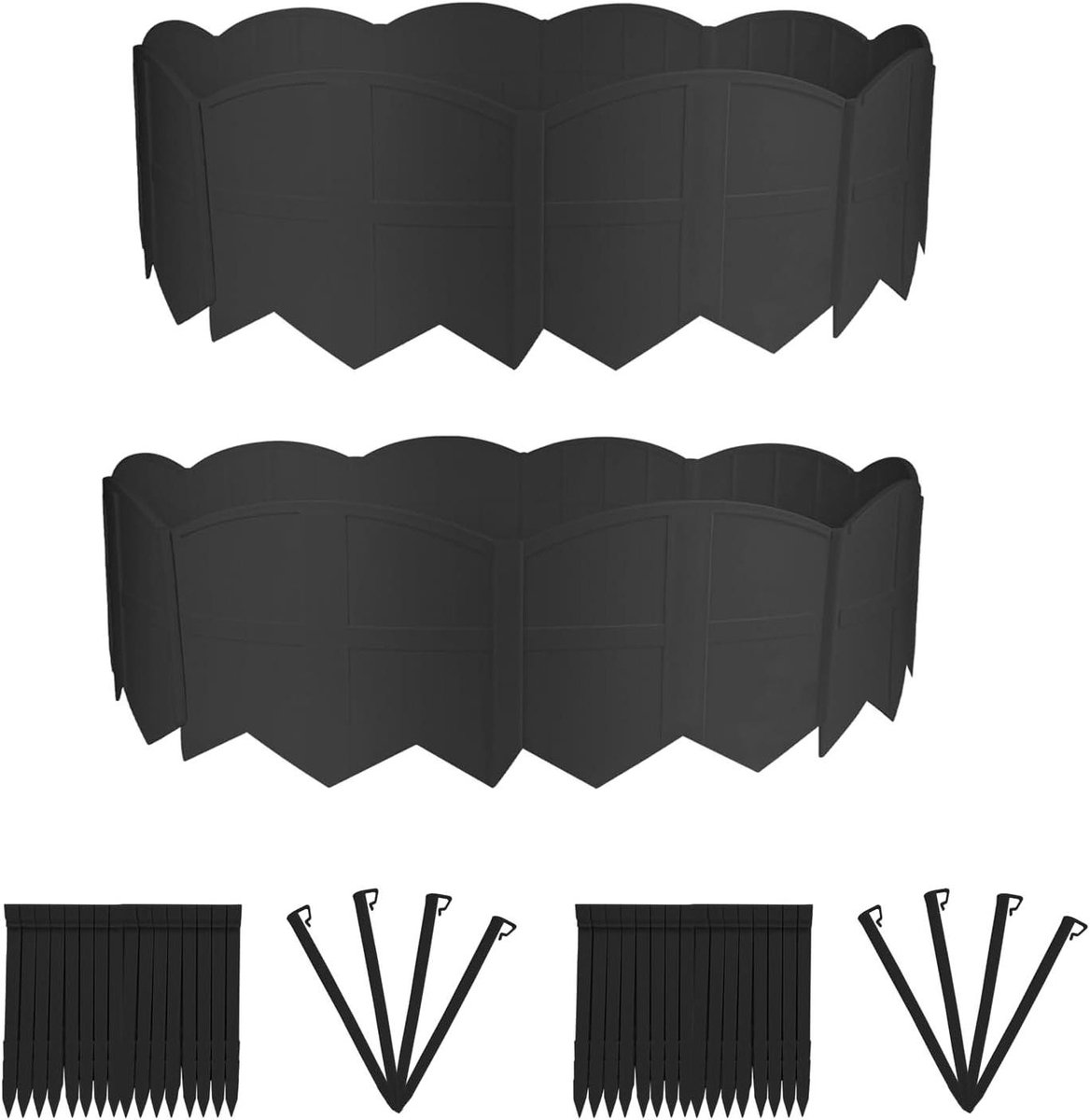 Tuinafrastering - Tuinranden Lijn - Tuin Decoratie - Stevig PP Materiaal - 30 stuks - Zwart