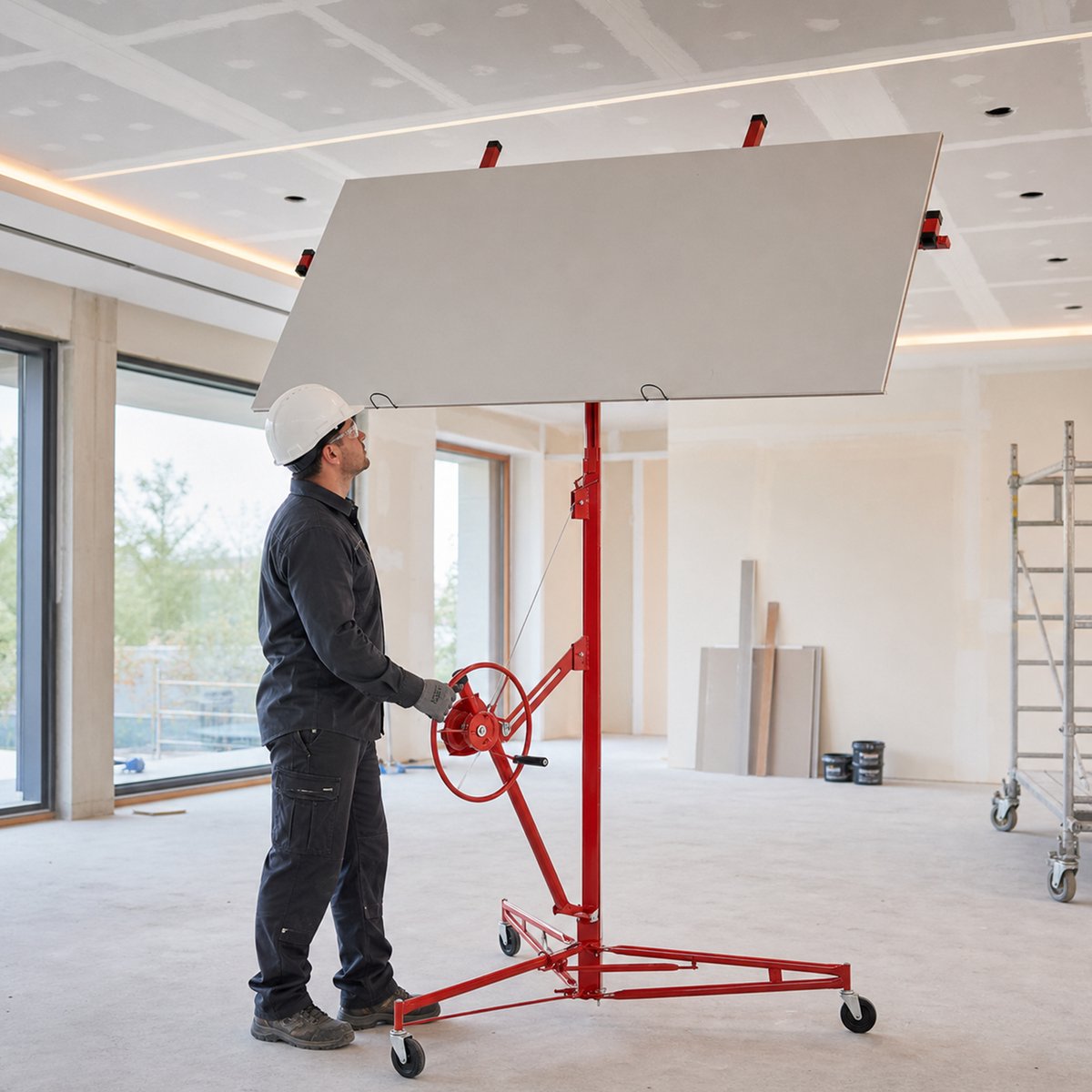 Telescoop takkenzaag met lier - Hoogte verstelbaar 180-470 cm - Kantelhoek 60° - 3 vergrendelbare wielen & stabiele driepootbasis - Veilig snoeien zonder ladder - Max. draagvermogen 68 kg