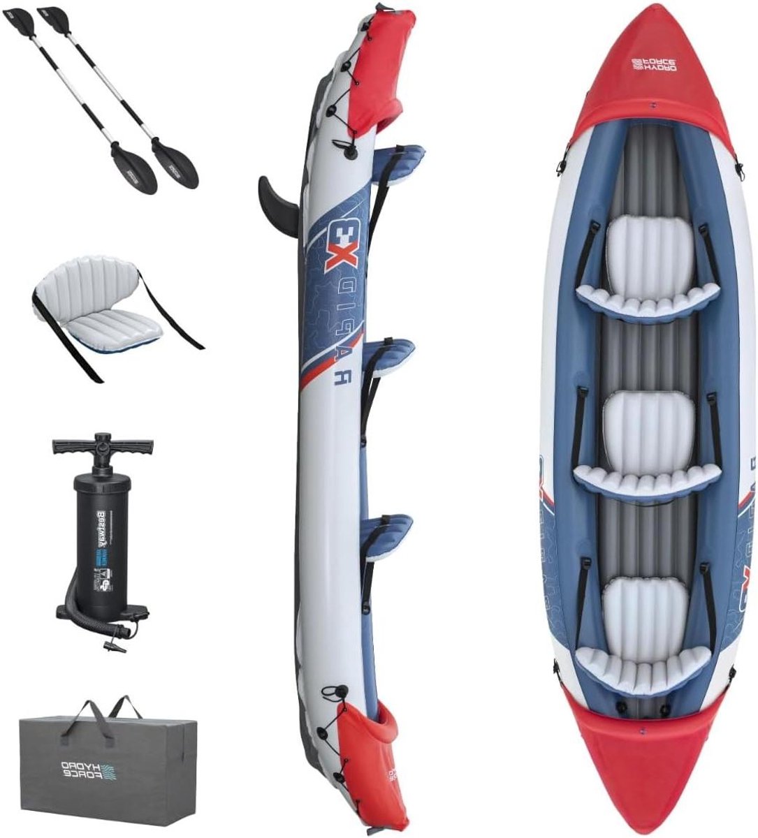 Opblaasbare Kajak - 3-persoons Kajak Watersport Boot - Waterpret Beleven - Brede Stabiliteit Vorm - 381 m x 1 m