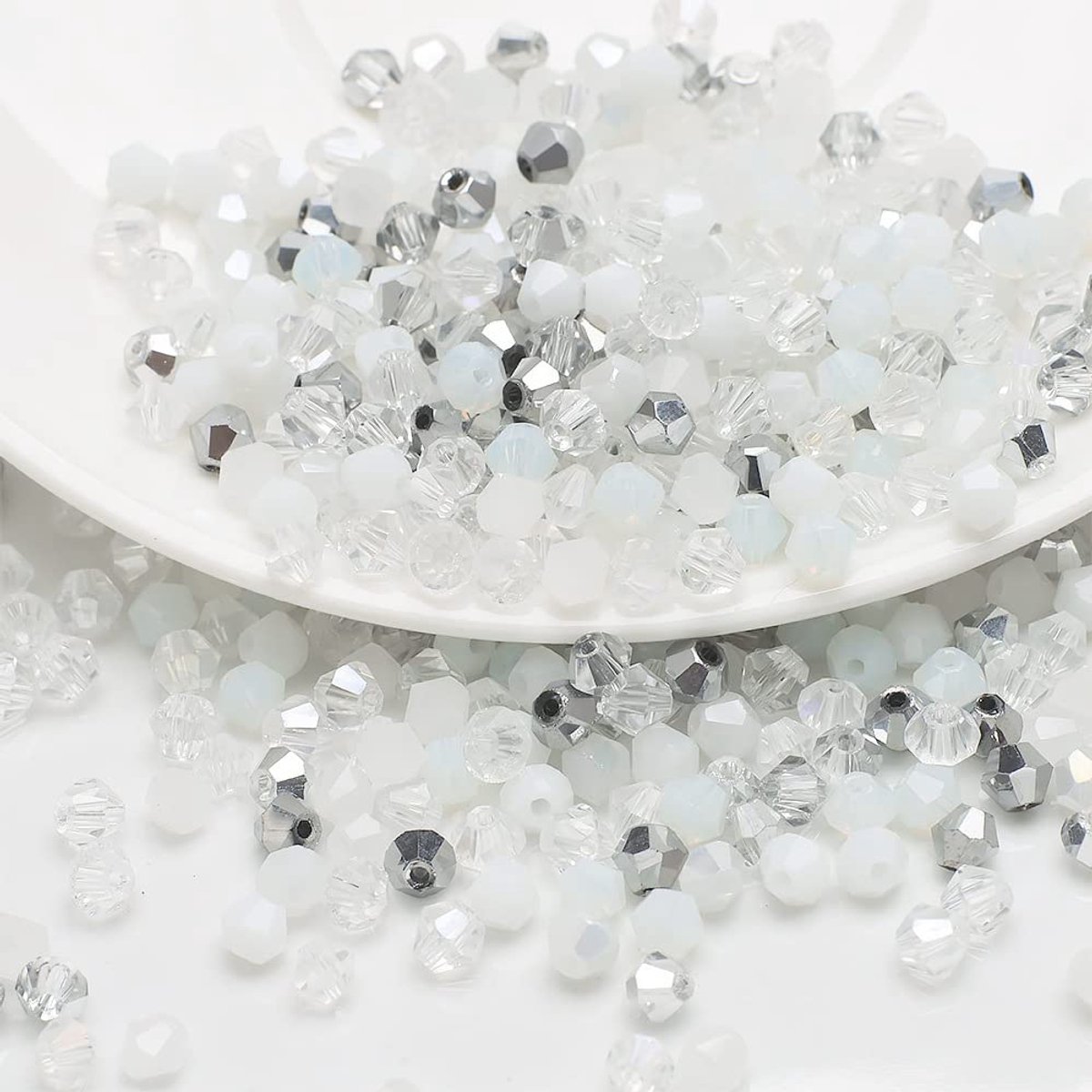 Glazen kralen,facet glazen kralen,kleurrijke glazen kralen,kunstkralen,meerkleurig,gesorteerde kralen,gemengde knutselkralen voor handwerk,halskettingen sieraden,wit