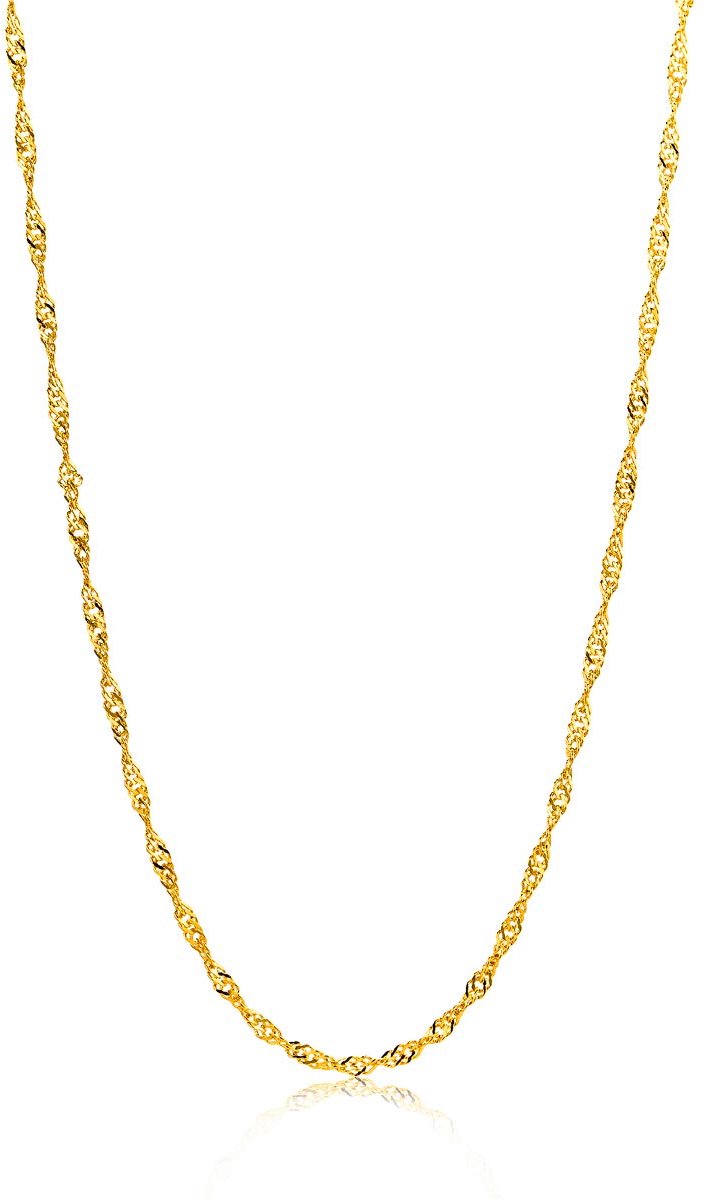 ketting uit 14 karaat 585/1000 geelgoud singapore schakel met lengte 45 cm