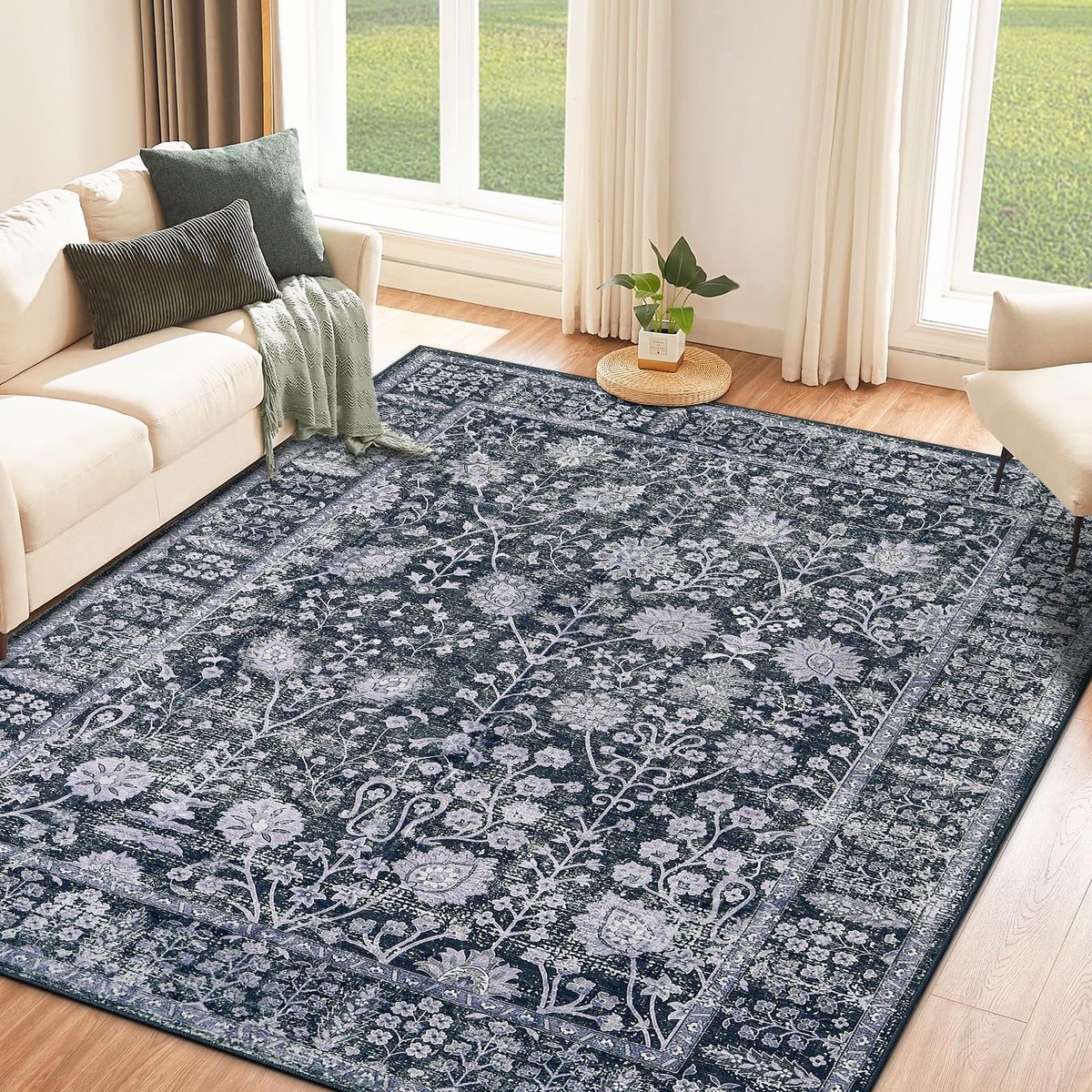 Vloerkleed Woonkamer 160x230cm, Antislip Wasbaar Vloerkleed, Laagpolig Woonkamerkleed Groot Tapijt voor Slaapkamer Eetkamer Thuiskantoor Decor