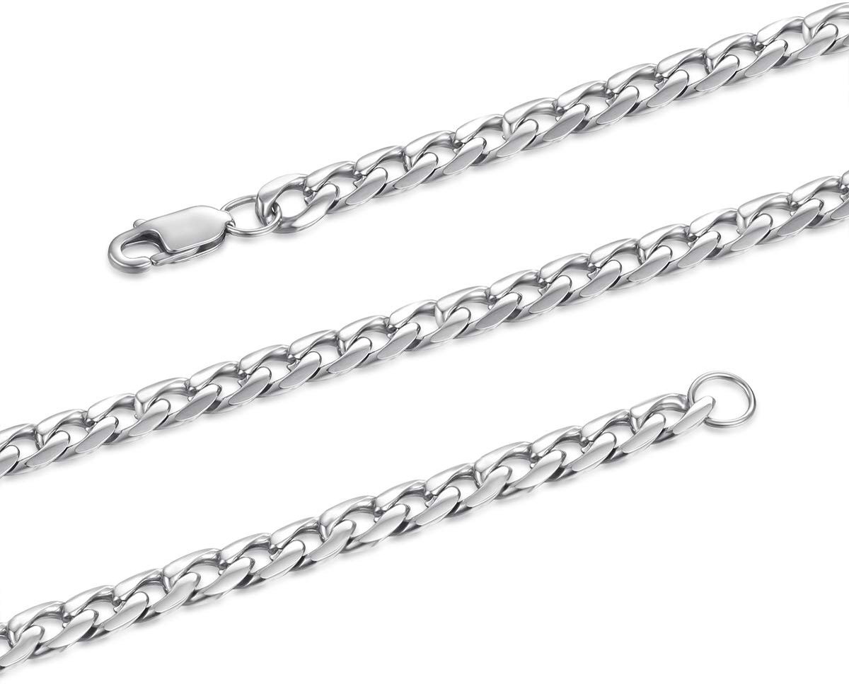 Cubaanse halsketting 5/7/9 mm van roestvrij staal zilver heren pantserketting mannen jongens hip hop ketting zilver goud, maat 46-75 cm, Roestvrij staal