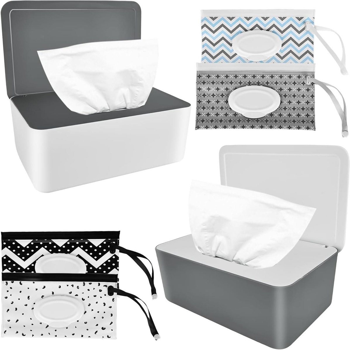 Vochtige Doekjes Box - Dispenser Zakken - Baby Verzorging - Voorkomt Uitdroging - Set van 6 - Wit