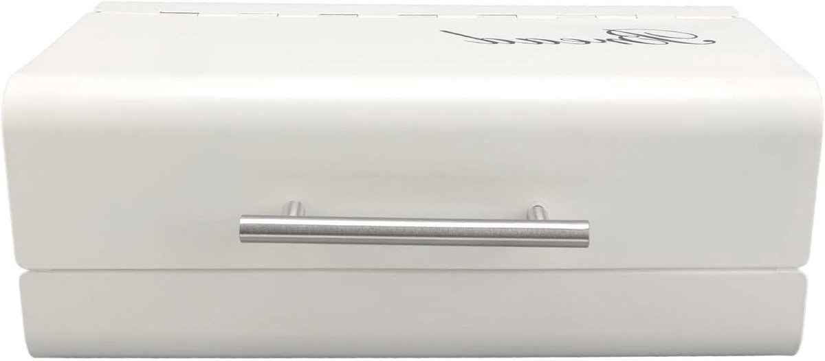 Broodtrommel Metaal - Brood Opslag - Keuken Organisatie - Ruimtebesparend Design - 36 cm Lengte - Wit