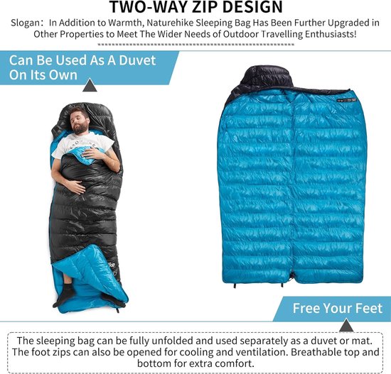 Donzen Slaapzak - Compacte Slaapzak - Outdoor Kamperen - Waterafstotende Vulling - 220 x 85 cm - Zwart — afbeelding 5