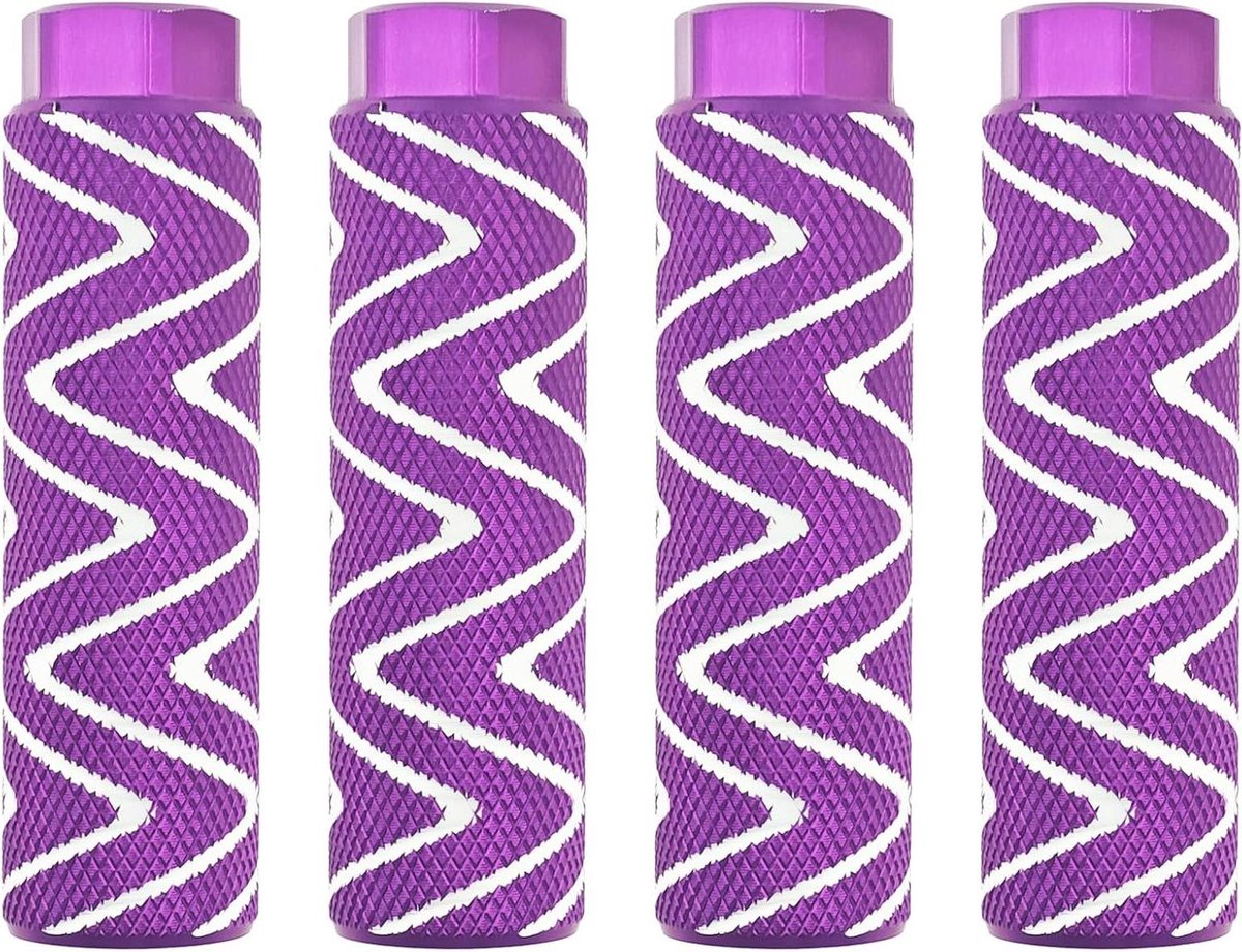 Fiets Pedaal Steunen - Extra Voetsteunen - Extra Zithoogte - Hoge Aluminium Kwaliteit - 100 x 28 mm - Paars Zilver