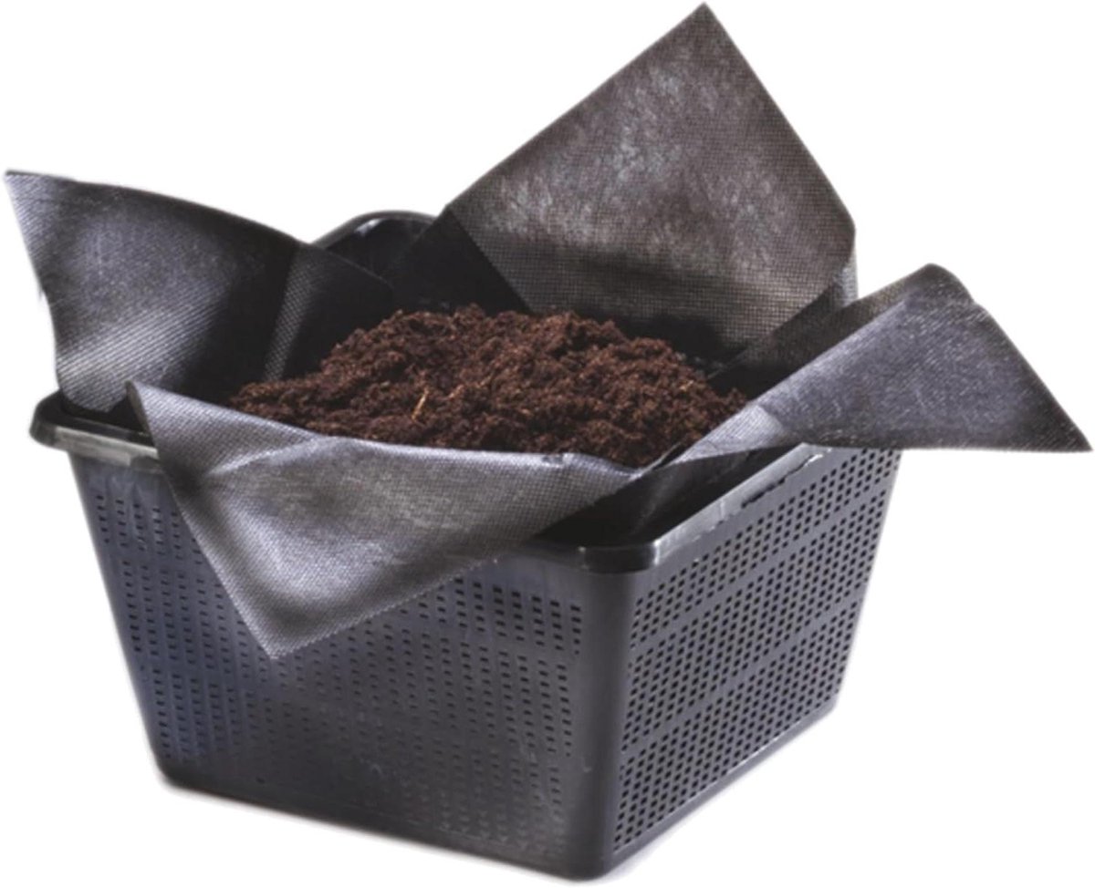 Plantenmand Inlegdoek - Wortelbegrenzer - Planten Verzorgen - Voorkomt Wortelgroei - 40 x 26 x 23 cm - Zwart