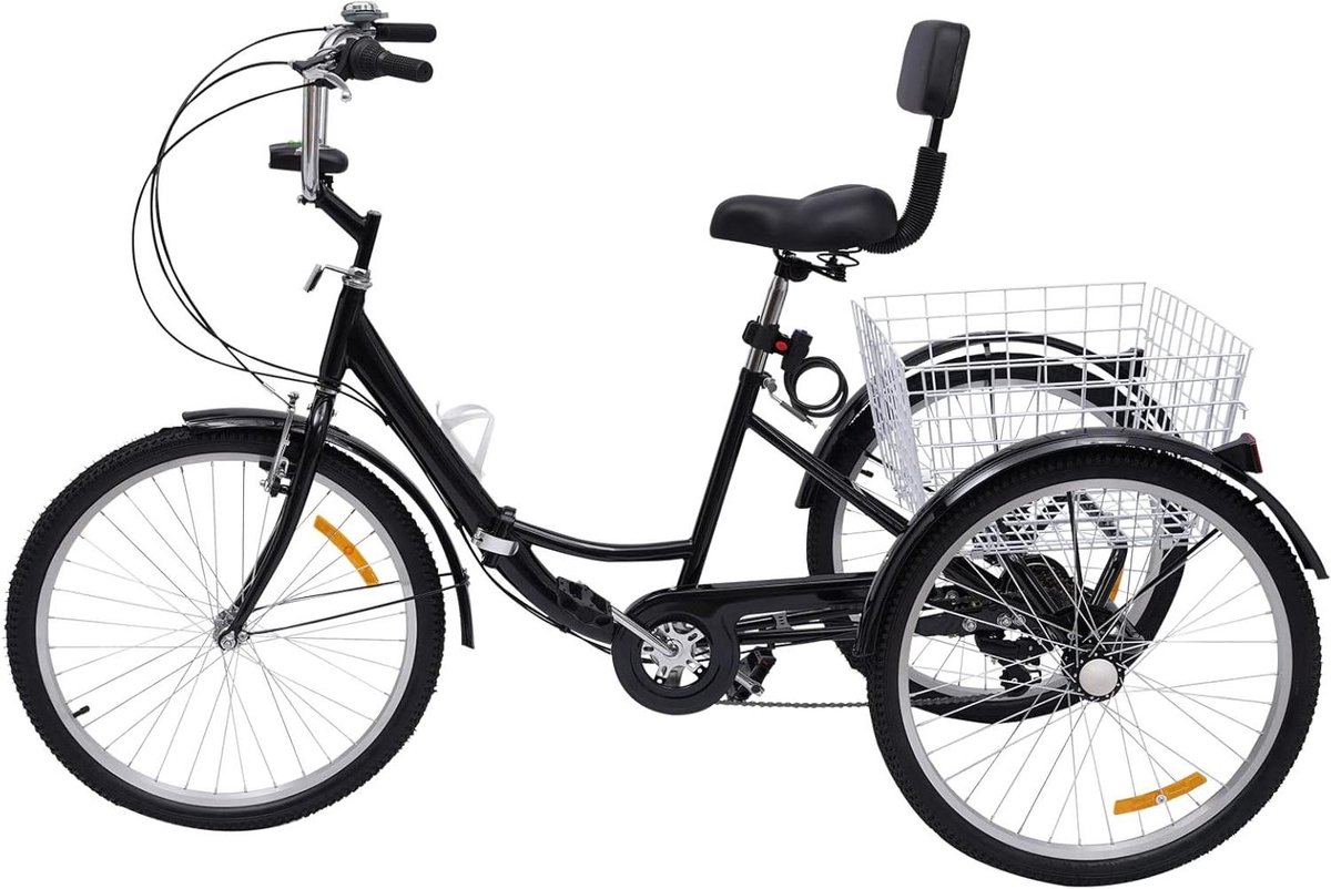 Vouwfiets Driewieler - Driewieler Fiets - Comfortabel Fietsen - Hoge Stabiliteit - 24 inch - Zwart