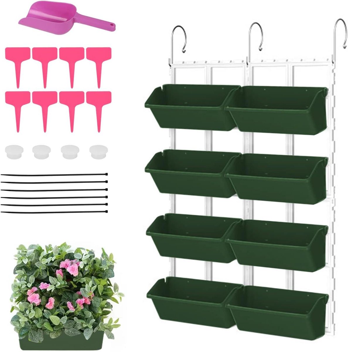 Verticale Plantenbak - Wandtuin - Ruimte Besparen - 8 Compartimenten - 45 x 35 x 24 cm - Zwart