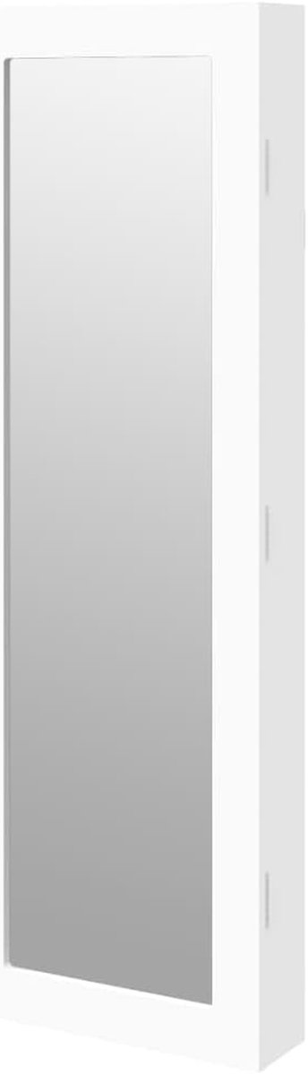 Juwelenskast met spiegel - Sieraden opberger - Netjes organiseren - Afsluitbare deur - 30x90 cm - Wit