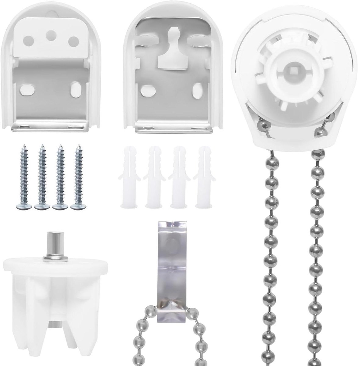 Rolgordijn Reparatie Set - Mechanisme Onderdelen - Raambekleding Repareren - Voor 26mm Buizen - Compleet Inclusief Ketting - Wit