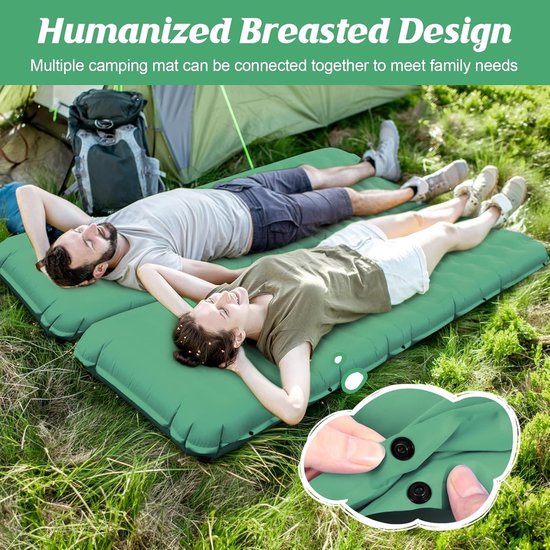 Extra Dikke Zelfopblazende Slaapmat met Voetpomp - 12cm Isolerend Camping & Outdoor Luchtbed van Merkloos — afbeelding 4