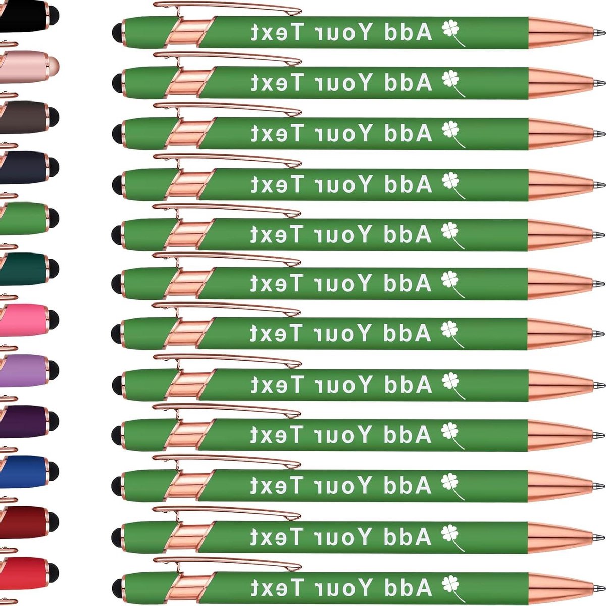 Gepersonaliseerde Pennen - Met Naam - Zakelijk Schrijven - Met Stylus Tip - 12 Kleuren - Groen
