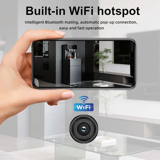 Draadloze WiFi Camera - Mini Monitor Camera - Huis Beveiliging - Compact Nachtzicht - 5.5 cm Breed - Zwart — afbeelding 5