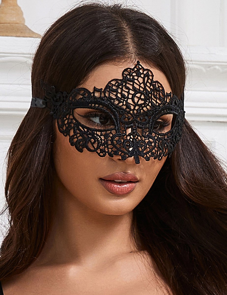 Zeloria Venetiaans Oogmasker Dames – Kanten Masker – Bal Masqué Masker – Carnavalsmasker – Verkleedmasker – Zwart – Set van 2