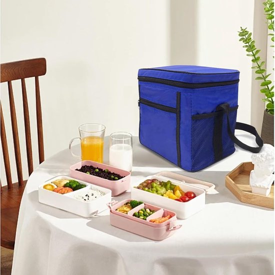 SnelShoppen - Opvouwbare Koeltas 10 Liter - Mini Geïsoleerde Thermo-Lunchtas - Perfect voor Picknick, Camping, Tuin en Feest - Blauw 27 x 17 x 24 cm van Snelshoppen — afbeelding 3