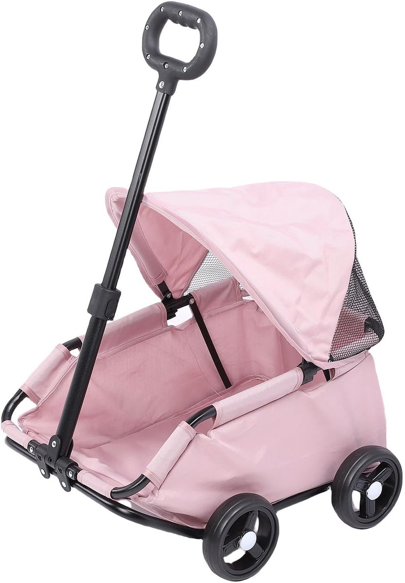 Opvouwbare Hondenkar - Huisdier Wandelwagen - Comfortabel Vervoer - Gemakkelijke Toegang - 90x35x53cm - Roze