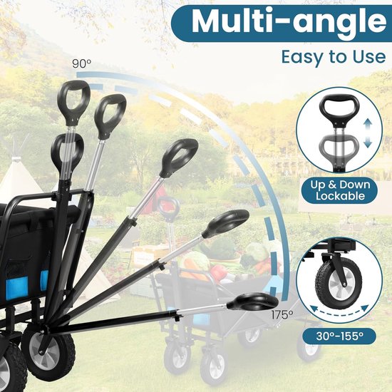 Opvouwbare Bolderkar Met 4 Wielen - Handwagen Tot 80 Kg, Antraciet/Turquoise van Lysmart — afbeelding 3