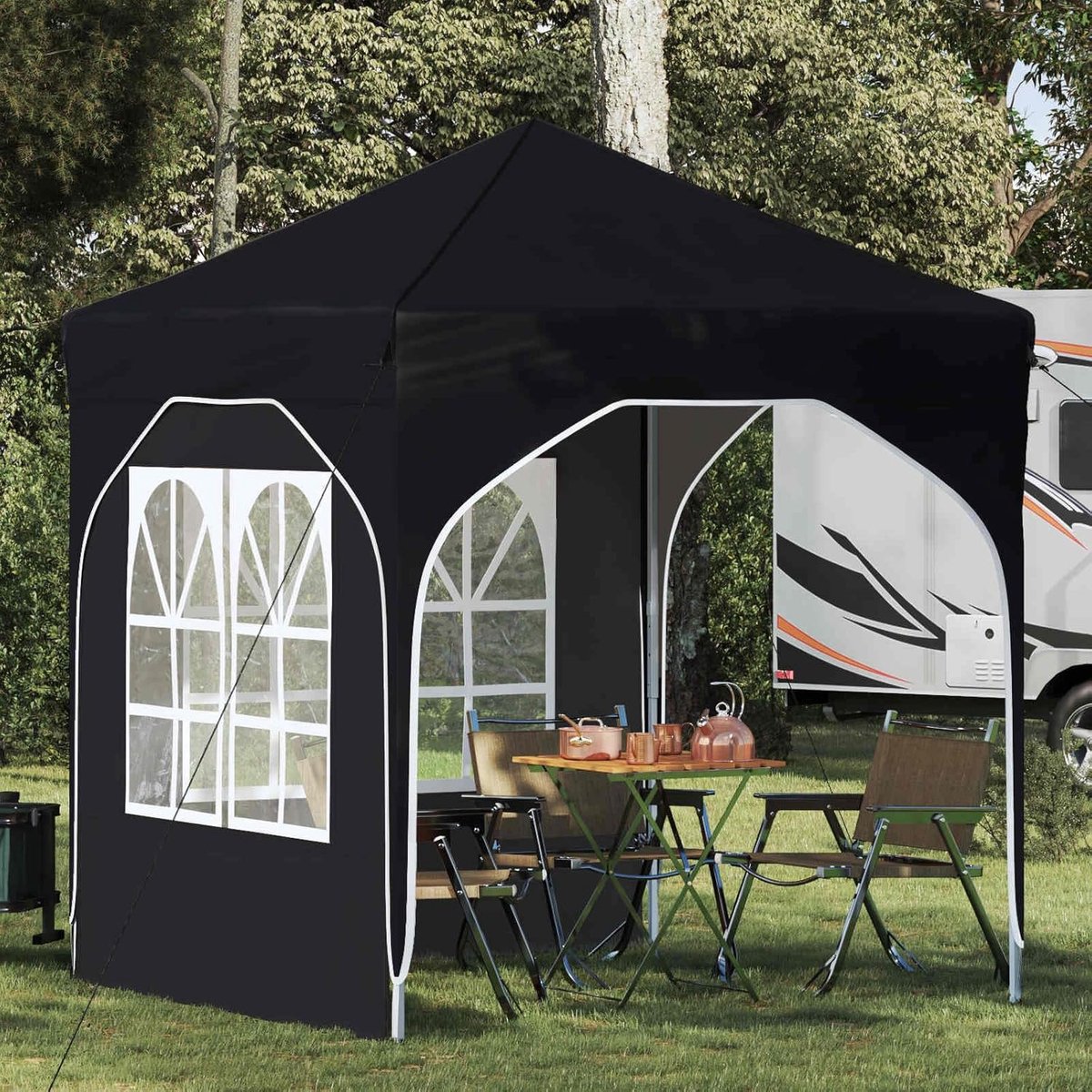 Pop-up Partytent - Feestdak Tent - Buitenfeest Organiseren - Waterdicht Oxford Weefsel - 192 x 192 cm - Zwart