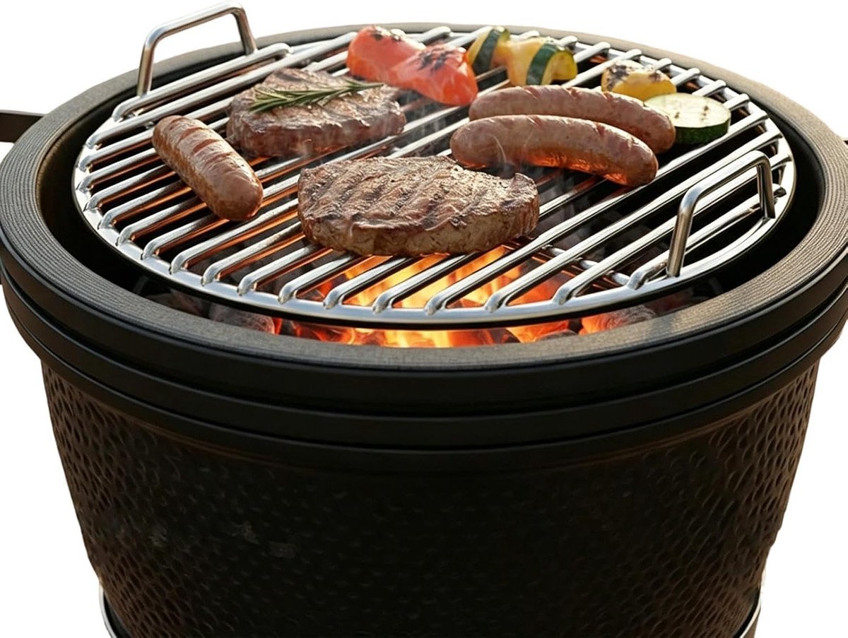 Rond Grillrooster Barbecue Rooster Buiten Koken Antiaanbaklaag 45 cm Zilverkleurig