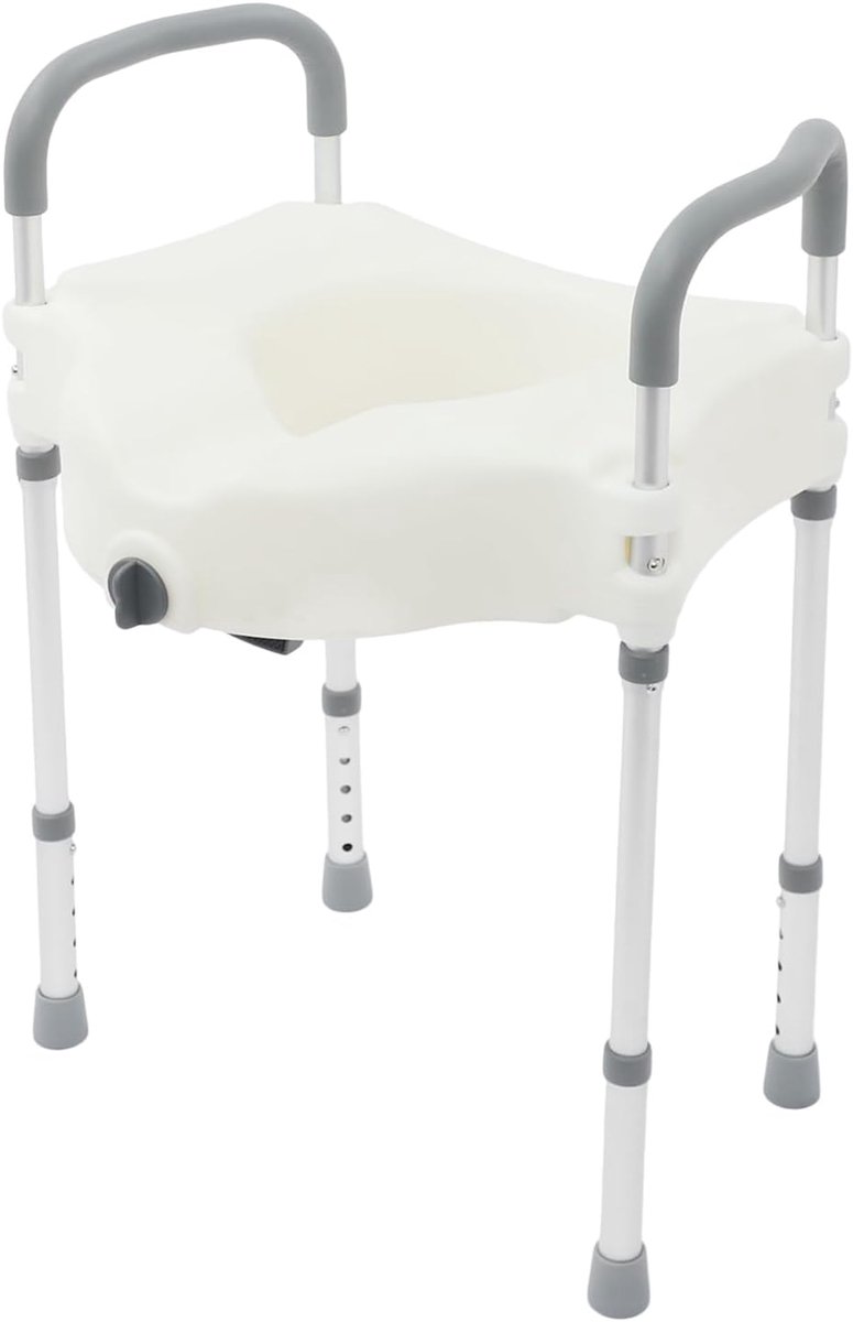 Toiletzitverhoger - Verhoogd Toilet - Veilig Opstaan - In Hoogte Verstelbaar - Max 150 kg - Grijs Wit