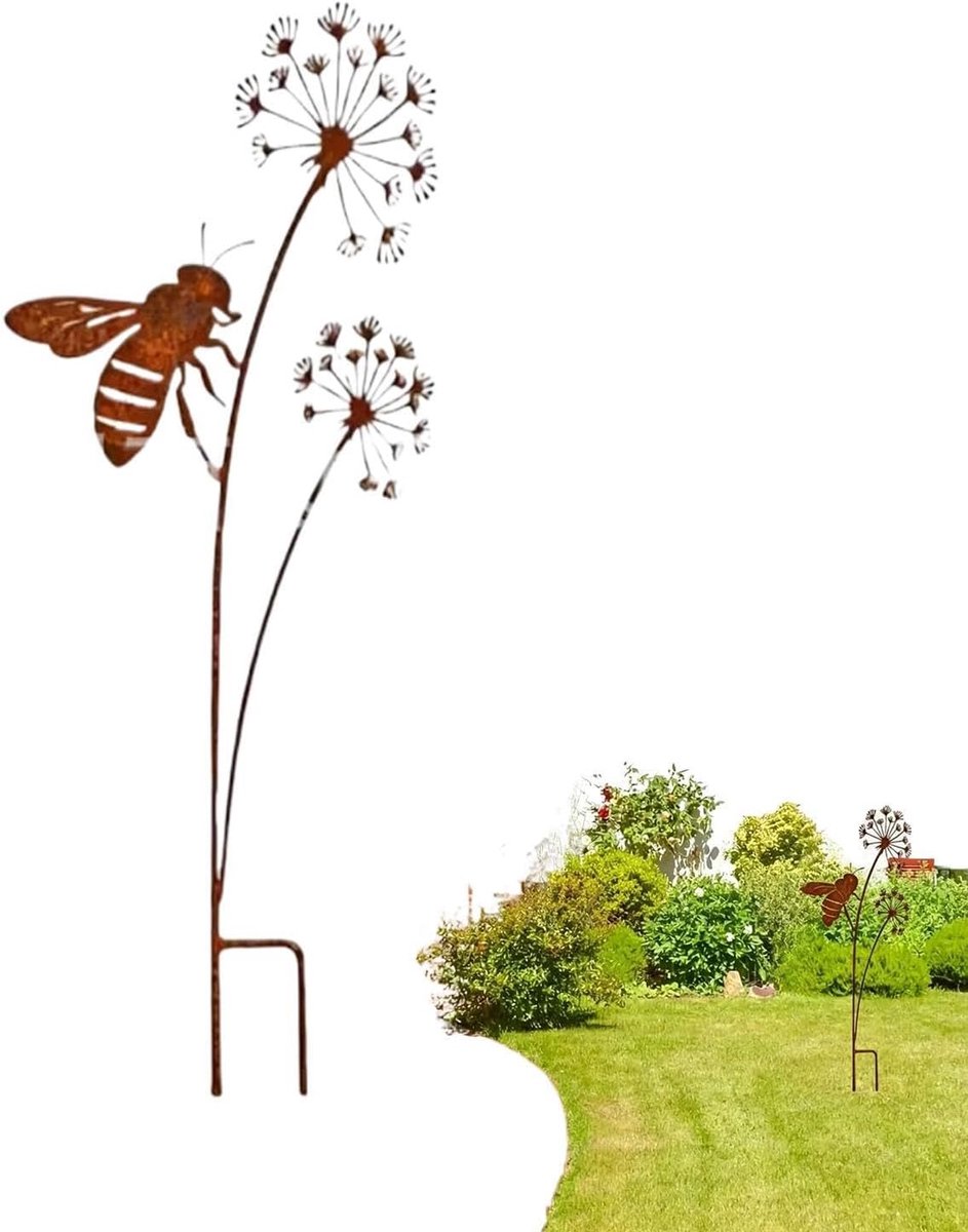 Decoratieve Tuinsteker - Metalen Kunst - Tuin Verfraaien - Rustieke Sfeer - 35 cm Lengte - Meerkleurig