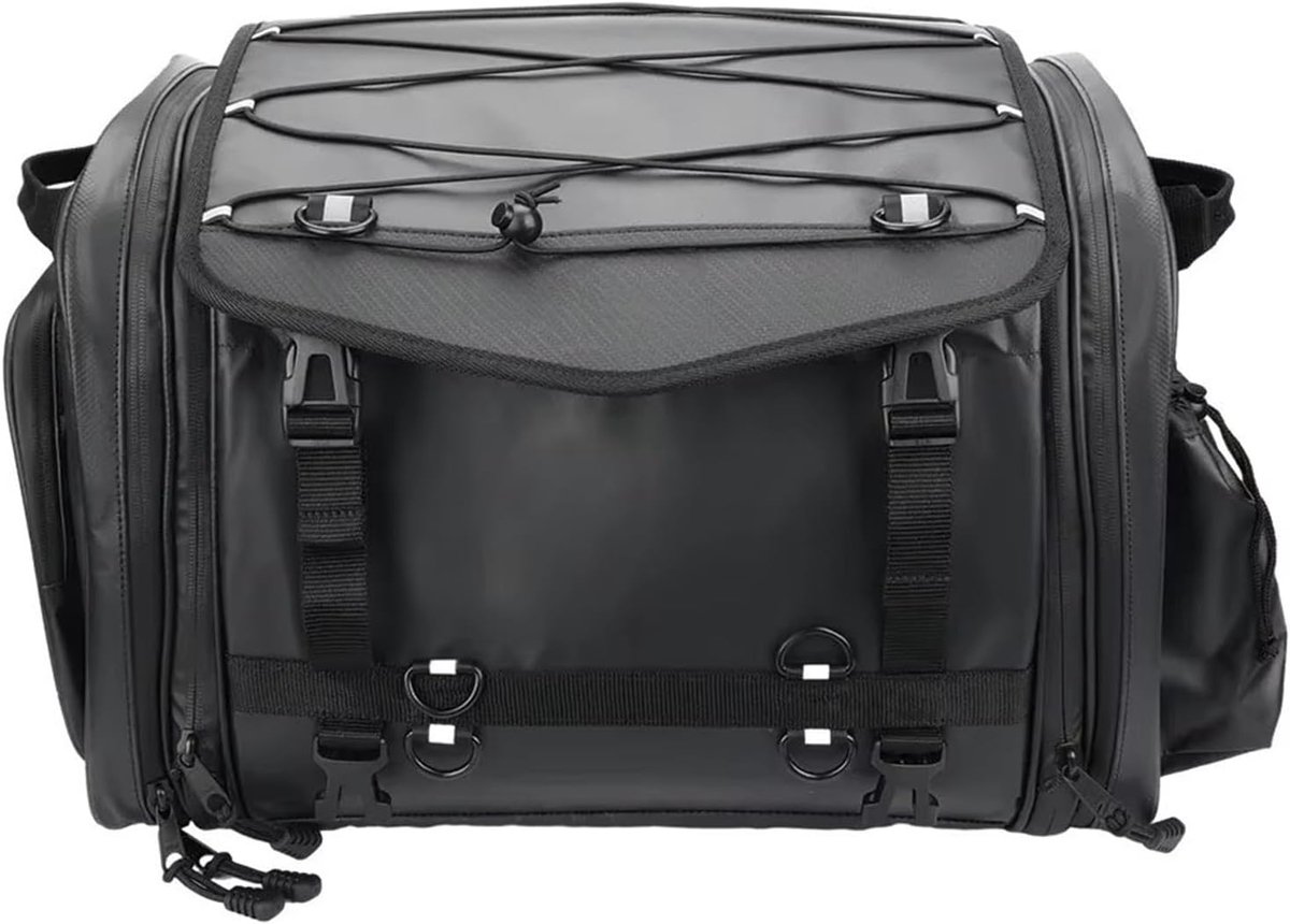 Motorfiets Achterzak - Reisbagage Tas - Motorrijden - Uitbreidbaar - 60L - Zwart
