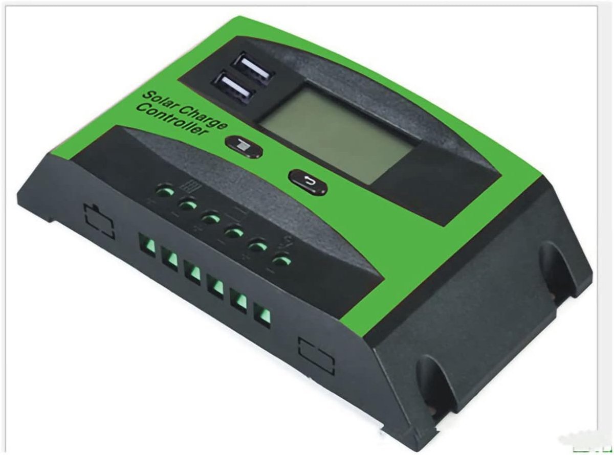 Zonnecontroller - Batterijlader - Zonne-energie Laden - LCD Scherm - Compact - Zwart