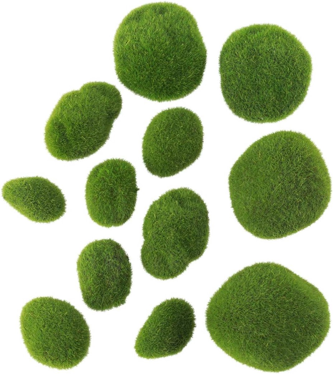 Kunstmos Stenen - Mos Decoratie - Tuin Decoratie - Levensecht Uiterlijk - 12 Stuks - Groen