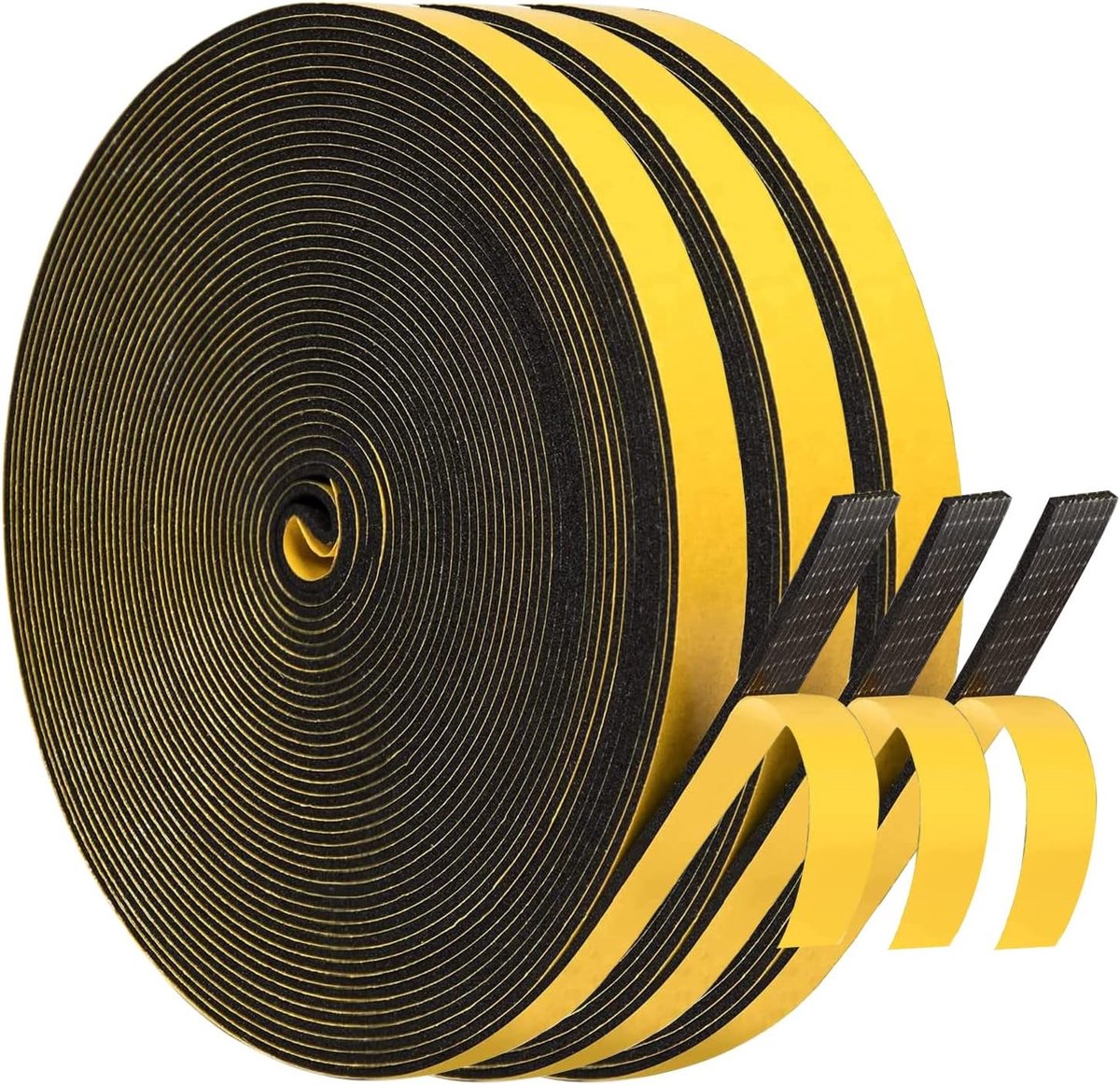 Zelfklevende Foam Strip voor Deuren en Ramen - 6mm x 1.5mm, 3 Rollen van 15m - Isolatie tegen Koude, Geluid en Stof, Zwart