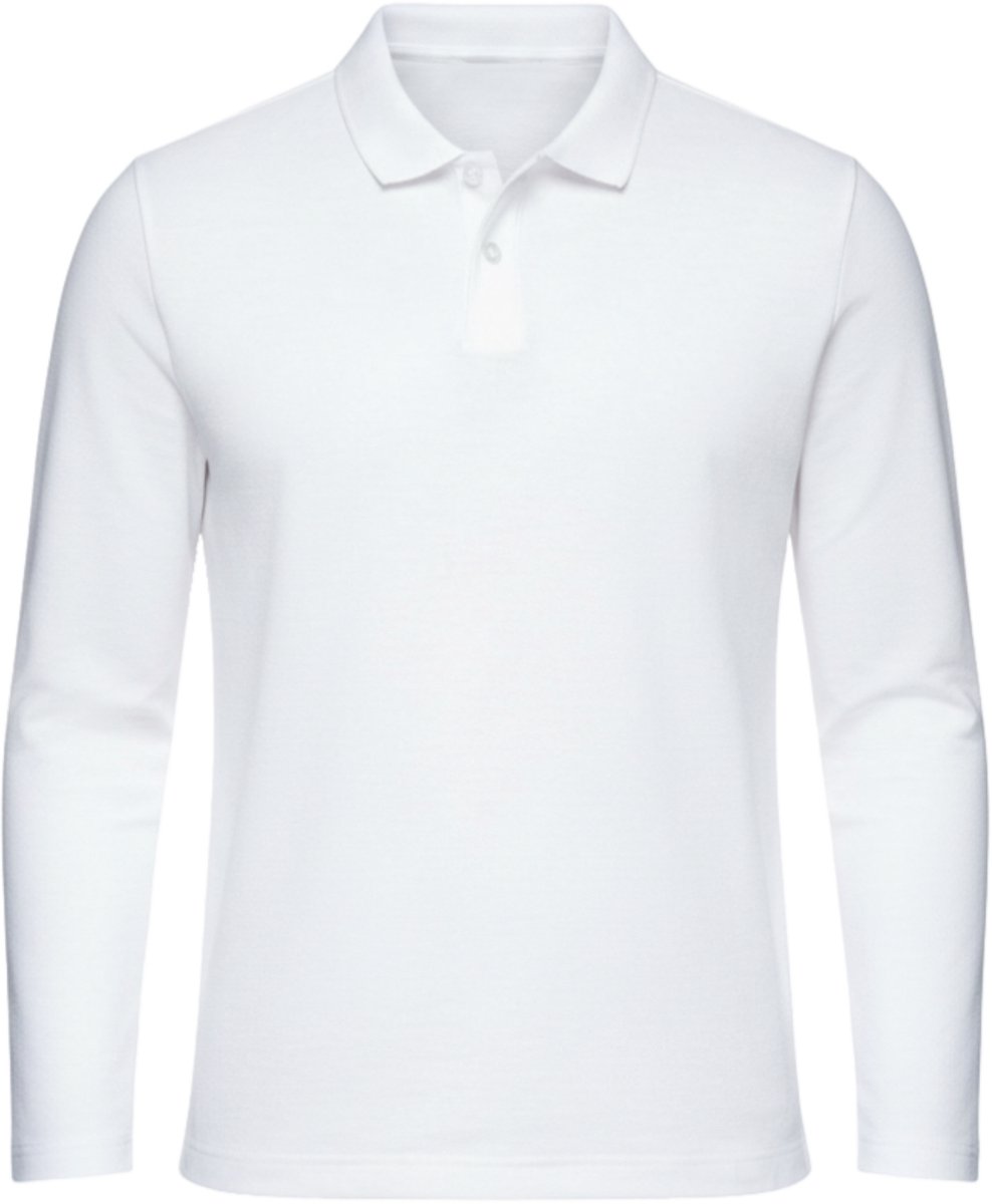OMBRE Polo - Regular Fit - Katoen - Lange Mouw Wit S