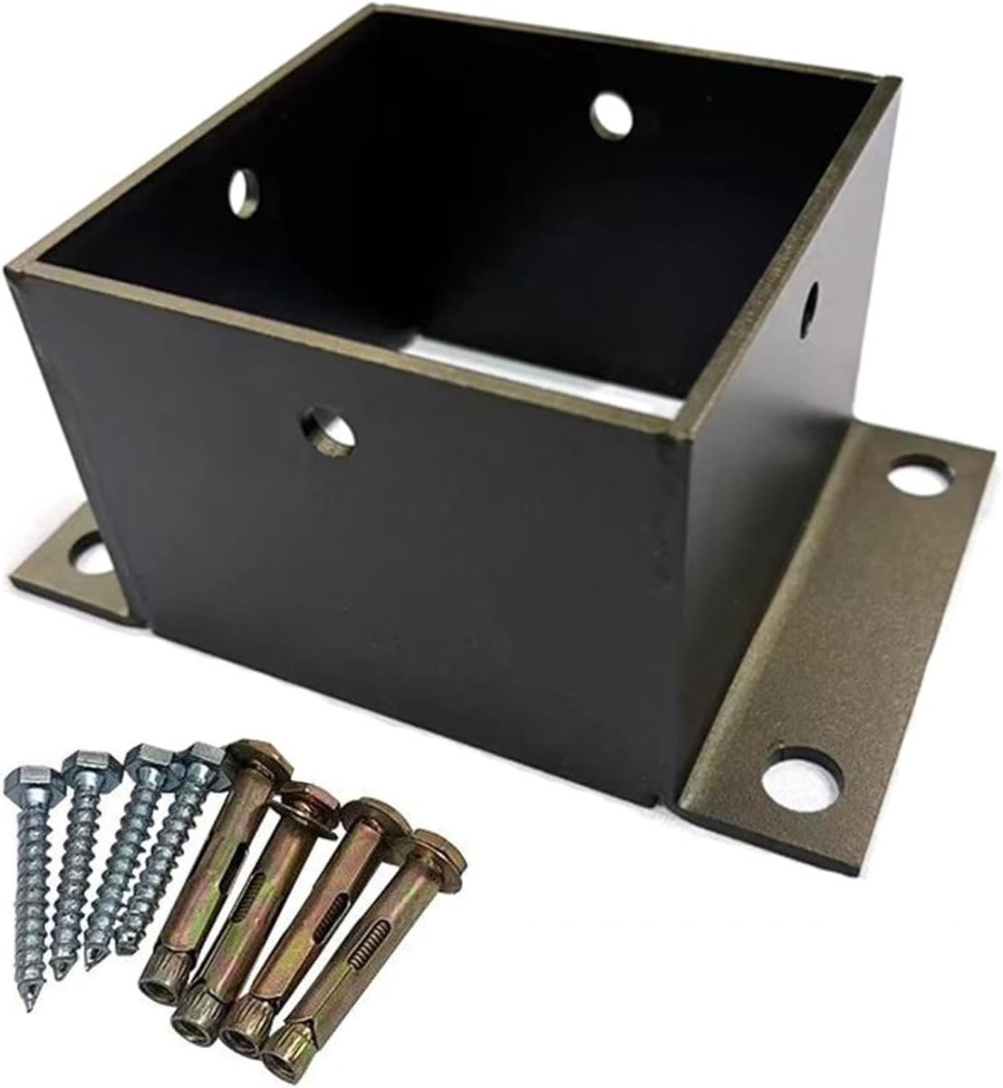 Betonnen paalankers - Paalhouders Vloerflens - Veranda Pergola - Roestvrij staal 304 - 31x31x60mm - Zilver