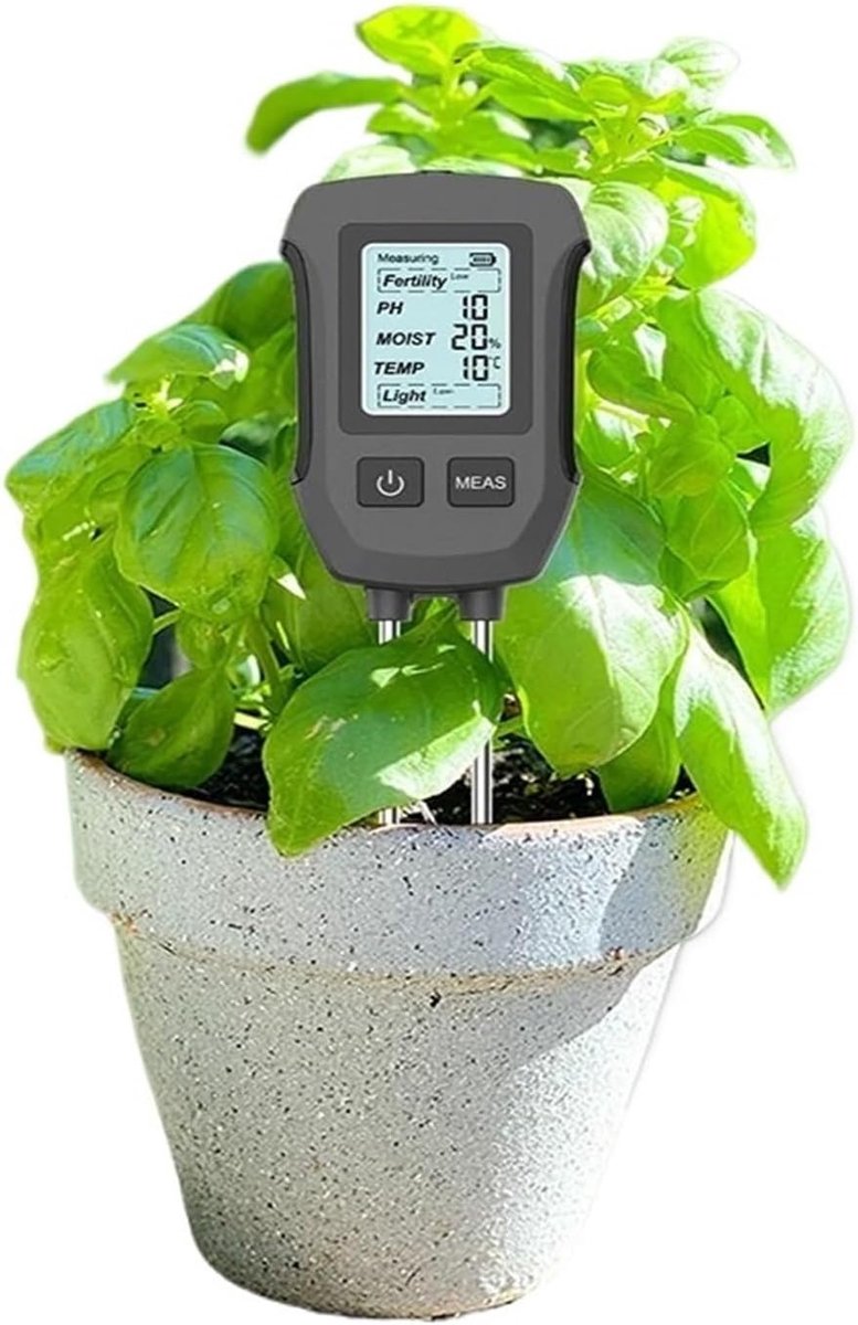Bodemtester 5 in 1 - Bodem Analyse Apparaat - Planten Verzorgen - LCD Scherm met Achtergrondverlichting - 253 mm lengte
