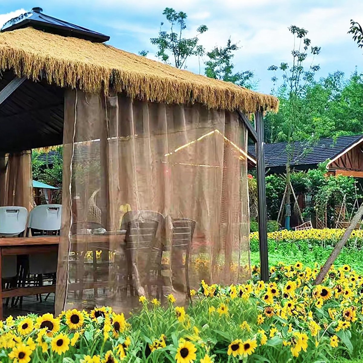 Synthetisch riet - Kunstgras rol - Tuin decoratie - Waterdicht en vuurbestendig - 1 x 10 meter - Natuurlijk